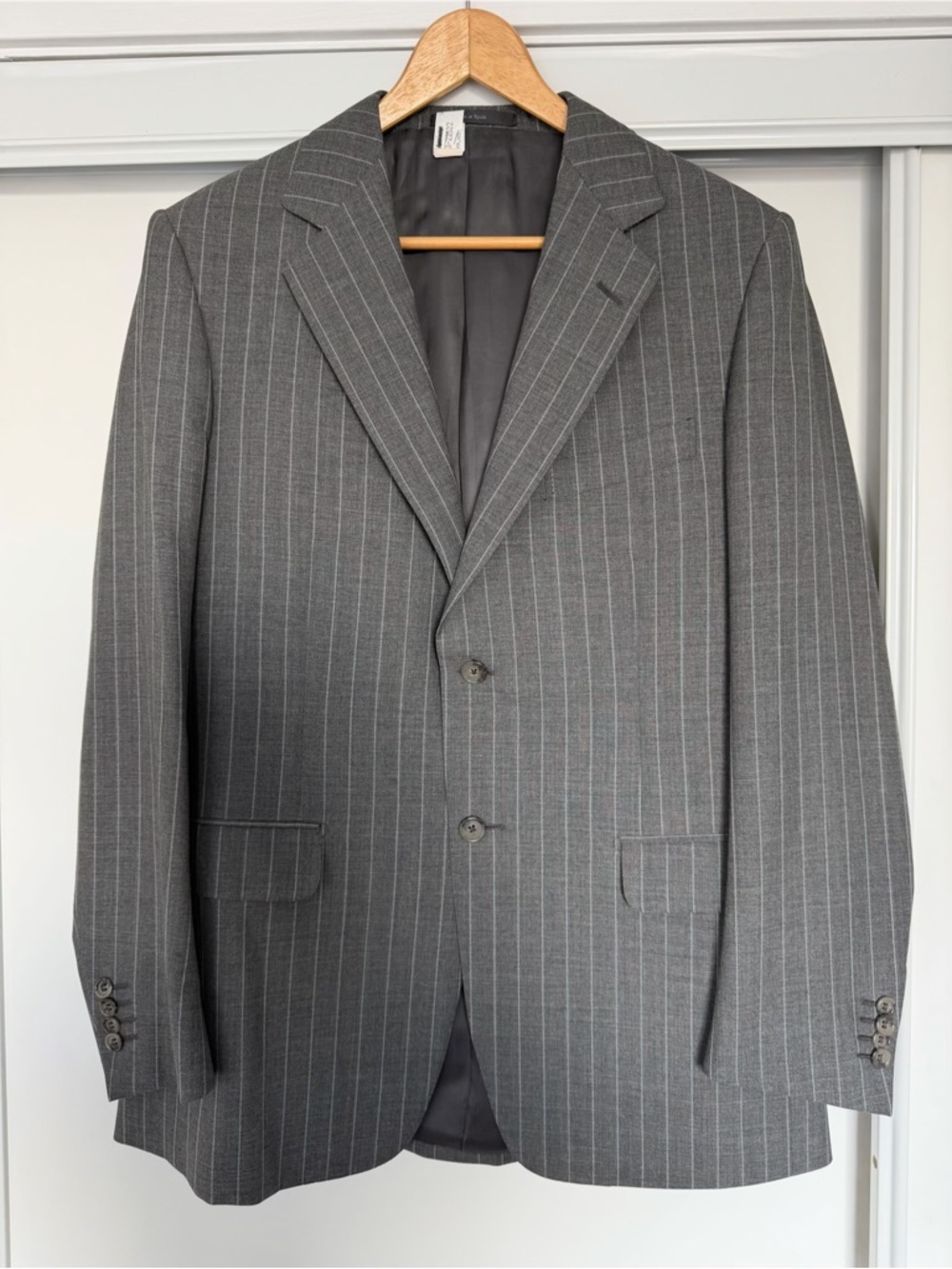 Ermenegildo Zegna Suit Jacket Sport Coat Blazer Grey Pinstripe 40/50R 100% Wool